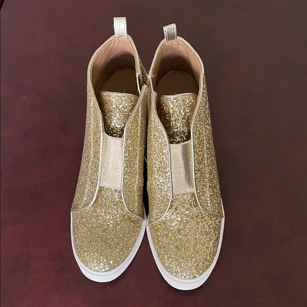 Paolo Gold Glitter Ankle Booties